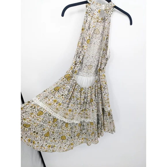 Abel The Label Dress Womens XS Yellow Jaase Halter Ditsy Floral Mini Boho Floral - Picture 5 of 11